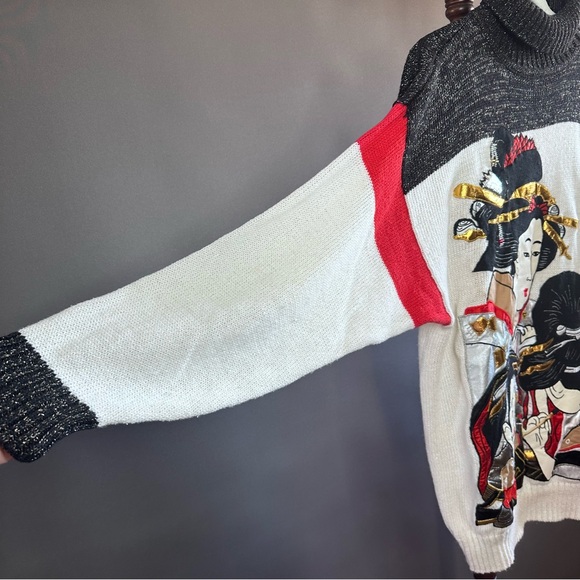 Vintage Bonnie Boerer & Company Geisha Girls Knit Sweater Sz M - Picture 7 of 12